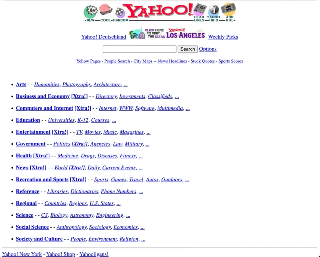 Yahoo.com in the late 1990s.