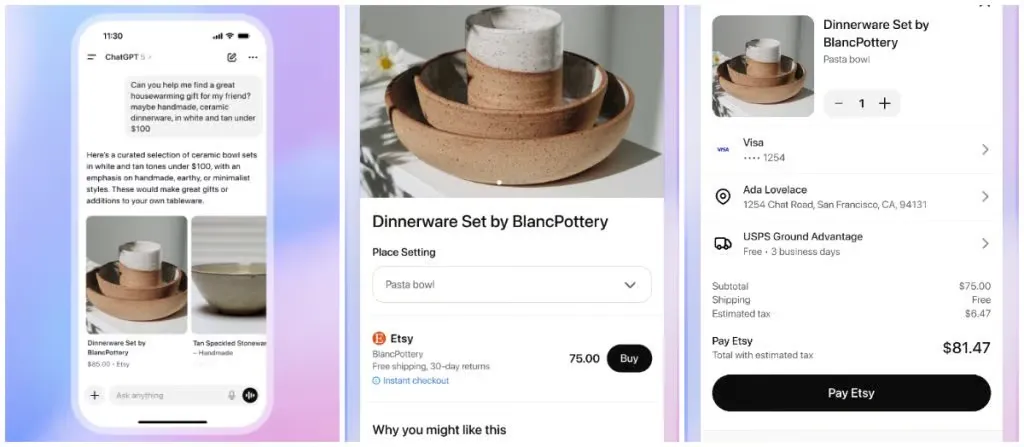ChatGPT’s new instant checkout feature.