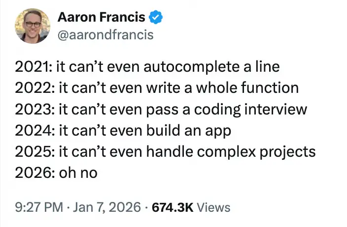 Tweet predicting AI progress